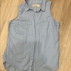 Faded Glory Blue  & White polkadot Sleeveless Top